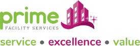 The Prime Auction Resources logo, featuring green text with pink buildings and the words "service excellence value".